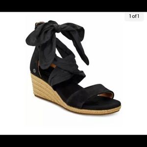 Ugg Trina ankle wrap wedge. Size 7.5.  Brand new - in Box. Suede w/ ribbon ties.